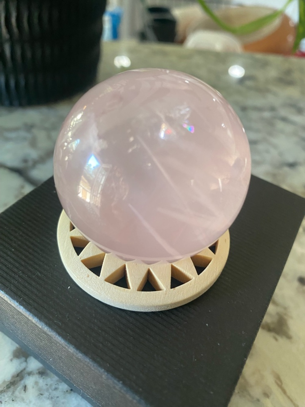 Rose Quartz Crystal Sphere with Starflash - Picture 7 of 12